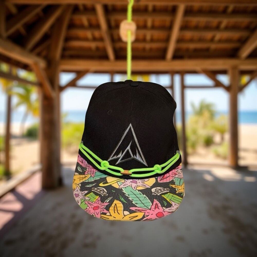 Rare Findlay Hat Airwave With Neon Rope Crown Fit Flowers on Brim Snapack Cap